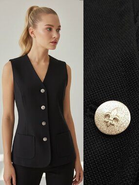 Vtg 60s vest w/ metal fleur-de-lis buttons - Butte Knit brand